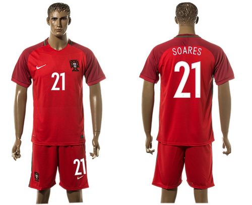 Portugal #21 Soares Home Soccer Country Jersey - Click Image to Close